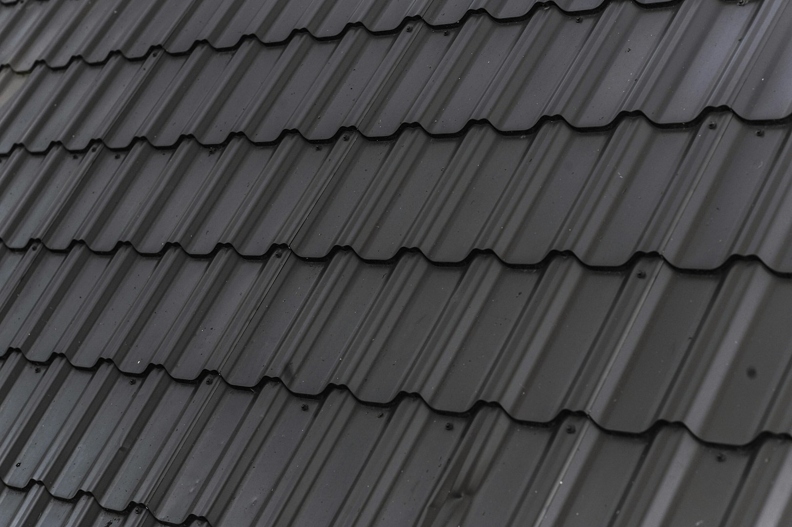 a close up of a roof with a black shinnel